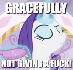 Size: 493x470 | Tagged: safe, derpibooru import, edit, edited screencap, screencap, rarity, ppov, brushing, cropped, image macro, meme, no fucks, solo, vulgar