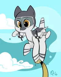 Size: 1280x1600 | Tagged: safe, artist:mt, derpibooru import, oc, unofficial characters only, original species, plane pony, pony, cloud, cuban 800, plane, solo