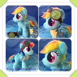 Size: 1000x1000 | Tagged: artist:littlestplushoppe, derpibooru import, filly, filly rainbow dash, goggles, irl, photo, plushie, rainbow dash, safe, solo, wonderbolt trainee uniform