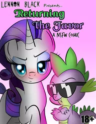Size: 1275x1650 | Tagged: safe, artist:lennonblack, derpibooru import, rarity, spike, comic:returning the favor, blushing, male, shipping, sparity, straight, sunglasses