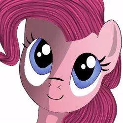 Size: 400x400 | Tagged: artist:psychicpie, derpibooru import, looking at you, pinkie pie, safe, simple background, small resolution, smiling, solo, white background