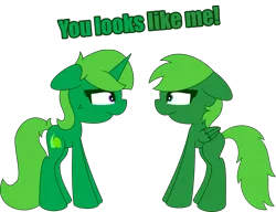 Size: 1093x838 | Tagged: safe, artist:limedreaming, derpibooru import, oc, oc:green bean, oc:lime dream, unofficial characters only, pegasus, pony, unicorn, blank flank, cutie mark, freckles, green, simple background, transparent background, vector