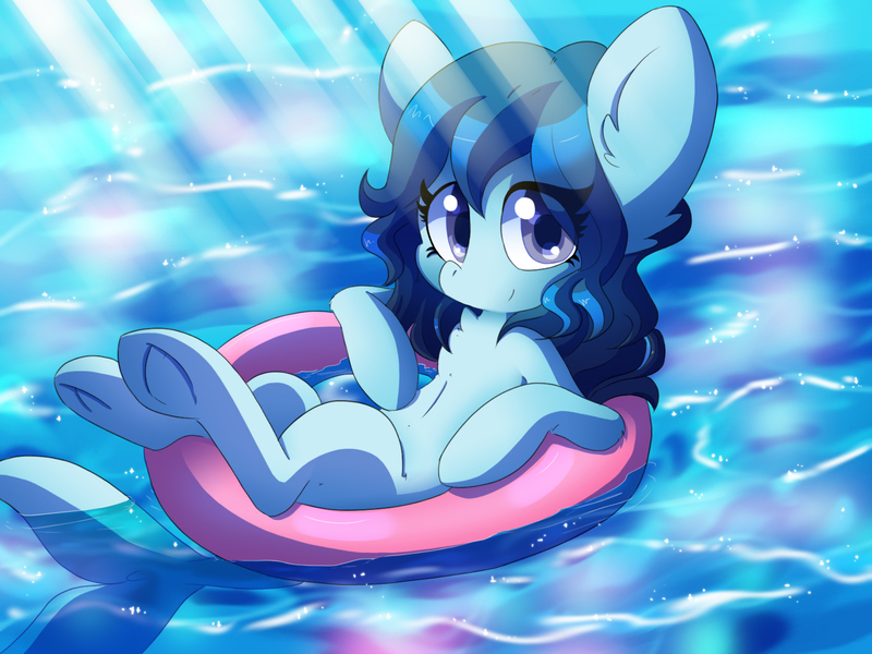 Size: 1600x1200 | Tagged: artist:blazemizu, derpibooru import, floaty, inner tube, oc, safe, solo, swimming pool, unofficial characters only, water