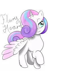 Size: 1700x2100 | Tagged: artist:andypriceart, artist:imperfectxiii, artist:unicornswag00, derpibooru import, hair over one eye, lidded eyes, older, princess flurry heart, raised hoof, safe, simple background, smiling, solo, spread wings, trace, white background