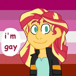 Size: 500x500 | Tagged: safe, artist:rivalcat, derpibooru import, sunset shimmer, equestria girls, female, i'm gay, lesbian pride flag, pride, pride flag, solo