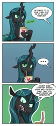 Size: 860x1920 | Tagged: ..., artist:nauth, ask, comic, cup, derpibooru import, drinking, queen chrysalis, safe, smoothie, straw, tumblr