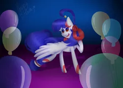 Size: 1506x1080 | Tagged: safe, artist:soundwavepie, derpibooru import, oc, unofficial characters only, pegasus, pony, balloon, solo