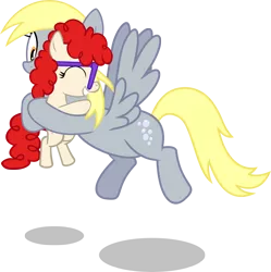 Size: 4144x4166 | Tagged: safe, artist:shutterflyeqd, derpibooru import, derpy hooves, twist, pony, absurd resolution, cute, eyes closed, holding a pony, hug, simple background, transparent background, twistabetes, vector