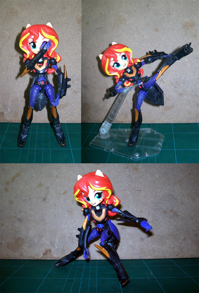 Size: 700x1029 | Tagged: safe, artist:combatkaiser, derpibooru import, sunset shimmer, equestria girls, action figure, blackarachnia, body swap, doll, equestria girls minis, eqventures of the minis, toy, transformers, transformers animated