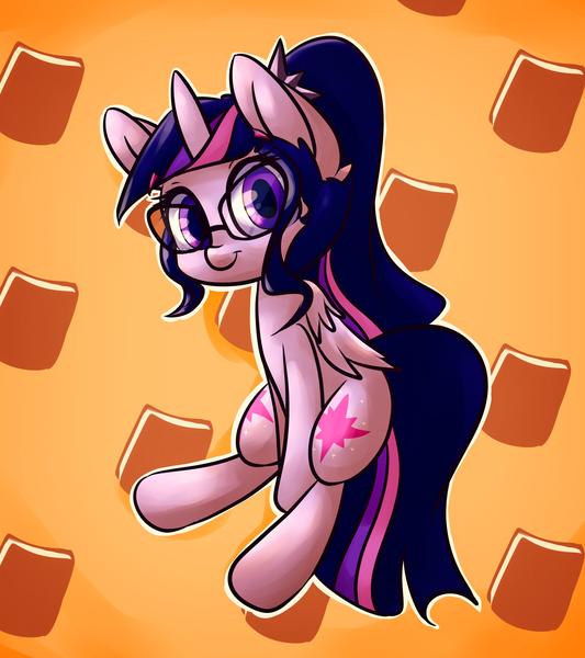 Size: 4800x5400 | Tagged: safe, artist:bloodatius, derpibooru import, sci-twi, twilight sparkle, ponified, alicorn, pony, equestria girls, absurd resolution, alternate hairstyle, book, bookhorse, both cutie marks, cute, equestria girls ponified, female, glasses, looking at you, mare, scitwilicorn, sitting, smiling, solo, twiabetes