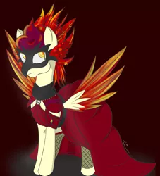 Size: 1089x1200 | Tagged: safe, artist:epicenehs, derpibooru import, oc, oc:chimie changa, unofficial characters only, hybrid, mask, pegaphoenix, solo, spread wings