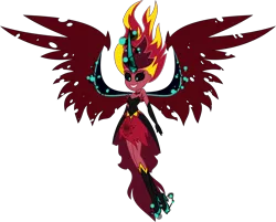 Size: 7082x5685 | Tagged: safe, alternate version, artist:orin331, derpibooru import, sunset shimmer, equestria girls, absurd resolution, clothes, evil, floating, horn, midnight-ified, redesign, simple background, sleeveless, solo, sunset satan, transparent background, vector, wings, xk-class end-of-the-world scenario