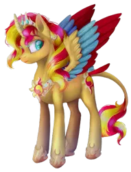 Size: 435x568 | Tagged: safe, artist:misstulcadhiel, derpibooru import, sunset shimmer, alicorn, classical unicorn, pony, alicornified, leonine tail, race swap, shimmercorn, simple background, solo, transparent background, unshorn fetlocks