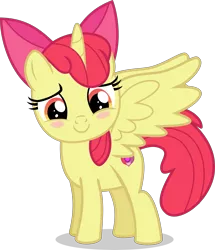 Size: 4305x5000 | Tagged: safe, artist:limedazzle, derpibooru import, apple bloom, alicorn, pony, absurd resolution, alicornified, bloomicorn, blushing, cute, cutie mark, female, filly, race swap, solo, the cmc's cutie marks