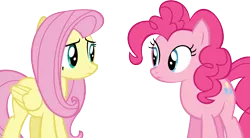 Size: 15064x8308 | Tagged: absurd resolution, artist:cyanlightning, buckball season, derpibooru import, duo, fluttershy, looking at each other, pinkie pie, safe, simple background, .svg available, transparent background, vector