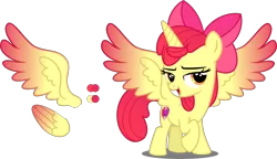 Size: 4000x2300 | Tagged: safe, artist:orin331, derpibooru import, apple bloom, alicorn, pony, bloomicorn, colored wings, cutie mark, female, filly, gradient wings, simple background, solo, the cmc's cutie marks, transparent background, vector, xk-class end-of-the-world scenario