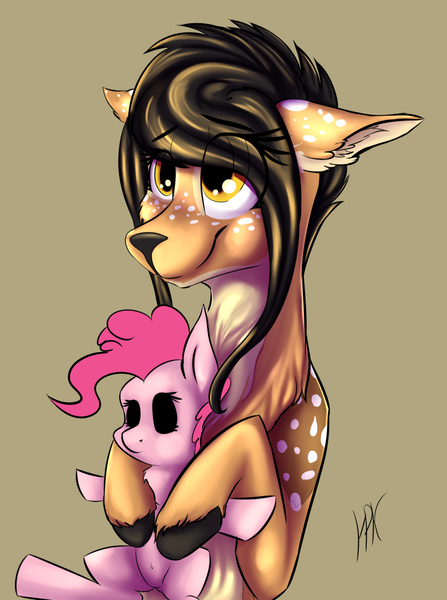 Size: 1280x1720 | Tagged: artist:hispushkaa, black sclera, deer, derpibooru import, oc, pinkie pie, plushie, safe, solo, unofficial characters only