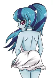 Size: 2362x3472 | Tagged: suggestive, artist:sumin6301, derpibooru import, edit, sonata dusk, equestria girls, rainbow rocks, adorasexy, ass, clothes, cute, dress, female, from behind, looking back, ponytail, sexy, simple background, solo, solo female, sonata donk, white background