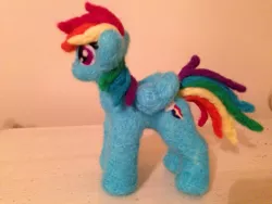 Size: 797x598 | Tagged: artist:the-pink-dragon, derpibooru import, irl, needle felted, photo, plushie, rainbow dash, safe, solo