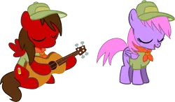 Size: 14636x8559 | Tagged: absurd resolution, artist:cyanlightning, clothes, cutie mark, derpibooru import, guitar, hat, oc, oc:chip, oc:melody notes, safe, simple background, .svg available, transparent background, unofficial characters only, vector