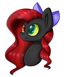 Size: 1205x1440 | Tagged: safe, artist:despotshy, derpibooru import, oc, unofficial characters only, earth pony, pony, bow, bust, female, hair bow, heterochromia, jaundice, mare, portrait, simple background, solo, transparent background, yellow sclera