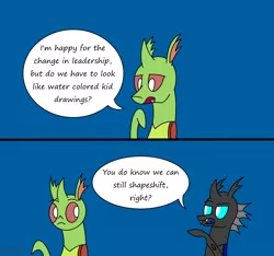 Size: 2400x2249 | Tagged: artist:derpanater, changedling, changeling, comic, derpibooru import, safe, text, text bubbles, to where and back again