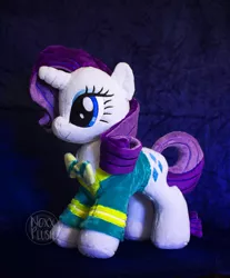 Size: 1200x1448 | Tagged: artist:noxxplush, bowtie, clothes, derpibooru import, filli vanilli, irl, photo, plushie, ponytones, rarity, safe, shirt, solo