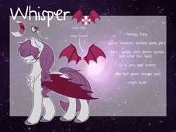 Size: 2000x1500 | Tagged: safe, artist:liefsong, derpibooru import, oc, oc:whisper, unofficial characters only, bat pony, pony, reference sheet