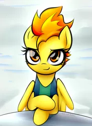 Size: 1626x2225 | Tagged: safe, artist:jetwave, derpibooru import, spitfire, pony, clothes, crossed hooves, looking at you, solo, swimsuit, wonderbolts