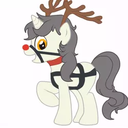 Size: 650x650 | Tagged: animal costume, artist:lion-grey, clothes, costume, deer, derpibooru import, male, oc, oc:short fuse, reindeer, reindeer costume, rudolph the red nosed reindeer, safe, solo, unofficial characters only
