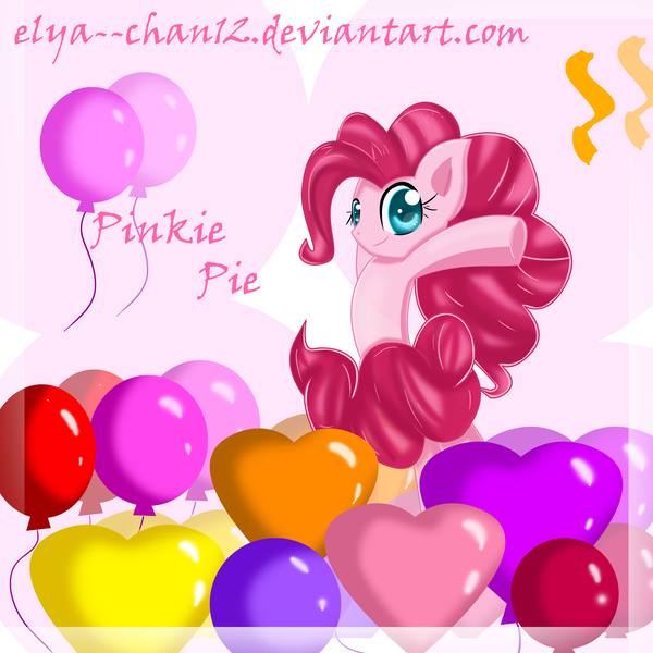 Size: 7000x7000 | Tagged: safe, artist:elya--chan12, derpibooru import, pinkie pie, absurd resolution, balloon, heart balloon, looking at you, solo