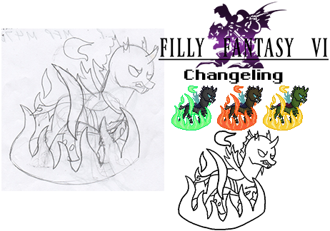 Size: 462x324 | Tagged: artist:rydelfox, changeling, derpibooru import, filly fantasy vi, safe, sprite