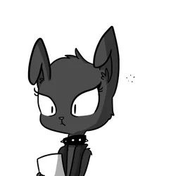 Size: 1008x1008 | Tagged: safe, artist:tjpones, derpibooru import, oc, oc:didi, unofficial characters only, diamond dog, horse wife, collar, diamond dog oc, ear fluff, female, female diamond dog, grayscale, monochrome, paper, simple background, solo, spiked collar, surprised, white background, wide eyes