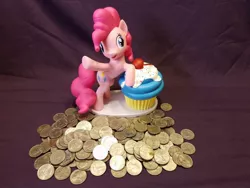 Size: 1600x1200 | Tagged: coin, derpibooru import, diamond select toys, irl, money, photo, photographer:we are borg, pinkie pie, safe, solo