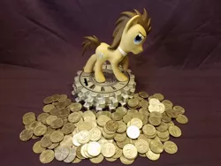 Size: 1600x1200 | Tagged: safe, derpibooru import, photographer:we are borg, doctor whooves, time turner, pony, coin, diamond select toys, irl, male, money, photo, solo, stallion