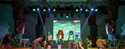 Size: 1086x427 | Tagged: safe, derpibooru import, adagio dazzle, aria blaze, blueberry cake, captain planet, cherry crash, cloudy kicks, sonata dusk, teddy t. touchdown, human, equestria girls, rainbow rocks, actor, actress, boots, clothes, irl, irl human, live action, pants, performance, photo, pigtails, ponytail, singapore, skirt, the dazzlings, the mlp musical: rainbow rocks, twintails