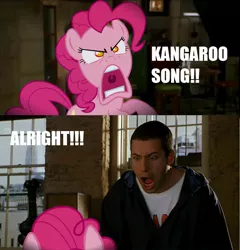 Size: 1268x1320 | Tagged: adam sandler, angry, argument, big daddy, crossover, derpibooru import, edit, faic, irl, kangaroo song, movie, parody, photo, pinkie pie, ponies in real life, safe, scene parody, wat, yelling