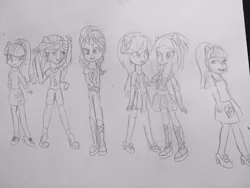 Size: 1024x768 | Tagged: safe, artist:berrypunchrules, derpibooru import, indigo zap, lemon zest, sci-twi, sour sweet, sugarcoat, sunny flare, twilight sparkle, equestria girls, shadow six, traditional art