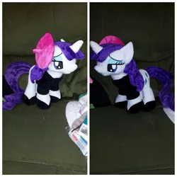 Size: 1920x1920 | Tagged: artist:rubiowolf, beatnik rarity, beret, clothes, derpibooru import, female, hat, irl, photo, plushie, rarity, safe, shoes, solo, sweater