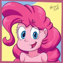 Size: 1400x1400 | Tagged: suggestive, artist:horsecat, derpibooru import, pinkie pie, equestria girls, female, implied nudity, solo, solo female