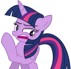 Size: 4028x3900 | Tagged: safe, artist:sketchmcreations, derpibooru import, twilight sparkle, twilight sparkle (alicorn), alicorn, pony, to where and back again, absurd resolution, annoyed, female, folded wings, mare, open mouth, raised hoof, simple background, solo, transparent background, vector, whispering