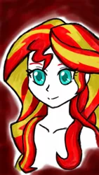 Size: 720x1280 | Tagged: safe, artist:emichaca, derpibooru import, sunset shimmer, equestria girls, bust, colored pupils, human coloration, portrait, solo