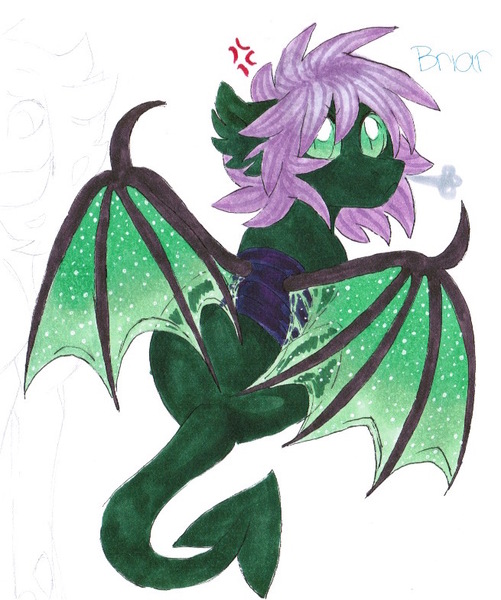 Size: 655x784 | Tagged: artist:frozensoulpony, cross-popping veins, derpibooru import, dragonling, hybrid, interspecies offspring, looking at you, magical gay spawn, oc, oc:briar rose, offspring, parent:spike, parents:thoraxspike, parent:thorax, safe, simple background, solo, spread wings, traditional art, unofficial characters only, white background