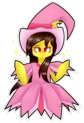 Size: 748x1094 | Tagged: safe, artist:xxdarkmindxx, derpibooru import, oc, oc:golden lily, unofficial characters only, clothes, cosplay, costume, doremi harukaze, dorie goodwyn, hat, image, magical doremi, ojamajo doremi, png, simple background, solo, transparent background, witch, witch apprentice, witch hat, witchling