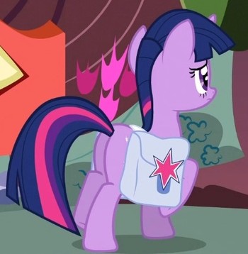 Size: 350x358 | Tagged: safe, derpibooru import, screencap, twilight sparkle, pony, unicorn, just for sidekicks, butt, cropped, female, mare, plot, saddle bag, solo, twibutt, unicorn twilight