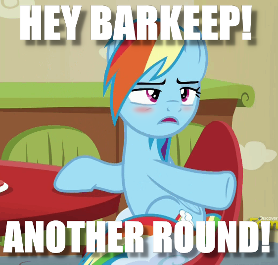 Size: 562x535 | Tagged: berry punch, berry punch is not amused, berryshine, blushing, derpibooru import, drunk, drunker dash, edit, edited screencap, flutter brutter, go home you're drunk, image macro, meme, rainbow dash, safe, screencap, solo, unamused