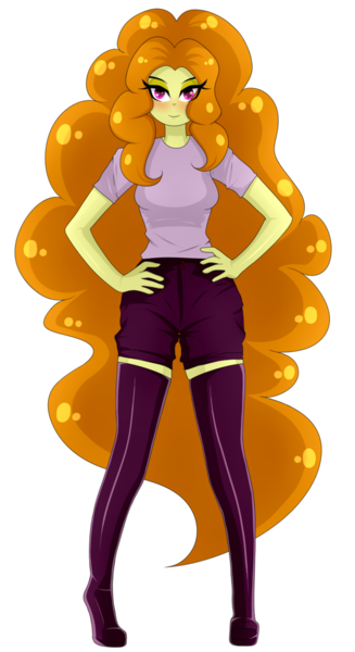 Size: 600x1100 | Tagged: safe, artist:backgrounduser, derpibooru import, adagio dazzle, equestria girls, clothes, shirt, shorts, simple background, socks, solo, thigh highs, transparent background