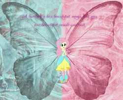 Size: 882x711 | Tagged: safe, artist:riofluttershy, derpibooru import, fluttershy, butterfly, equestria girls, boots, fall formal outfits, high heel boots, quote, solo