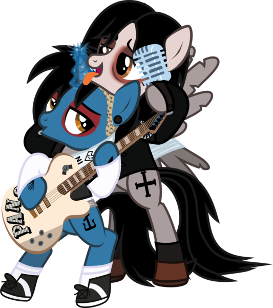 Size: 1523x1715 | Tagged: questionable, artist:lightningbolt, derpibooru import, ponified, pegasus, pony, unicorn, .svg available, armband, bags under eyes, bandage, belt, bipedal, broken wing, clothes, ear piercing, earring, emo, eyeshadow, fangs, frank iero, frerard, gay, gerard way, glowing horn, grabbing, guitar, hair over one eye, hoof hold, horn licking, horn piercing, hornboner, horngasm, hornjob, hug, hug from behind, injured, jewelry, licking, lip piercing, looking at each other, magic aura, magical unicorn mayonnaise, makeup, male, messy hair, microphone, my chemical romance, nose piercing, open mouth, piercing, raised hoof, shaved, shipping, shirt, shoes, simple background, sneakers, socks, sparks, spread wings, stallion, suit, svg, tattered, tattoo, three cheers for sweet revenge, tongue out, transparent background, undercut, undershirt, vector, vest