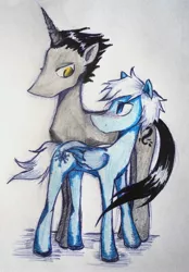 Size: 2692x3874 | Tagged: artist:evaistryingagain, artist:pinksonic42, derpibooru import, gay, jack frost, male, pitch black, ponified, rise of the guardians, safe